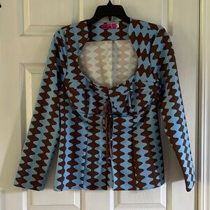 Tyler McGillivary blue/brown long sleeve Samara top